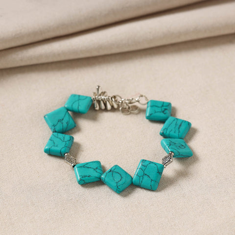 Blue - handmade german silver beaded bracelet 01