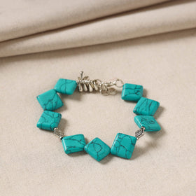 Blue - handmade german silver beaded bracelet 01