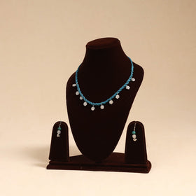 Blue - handmade german silver necklace set 02 - handcrafted