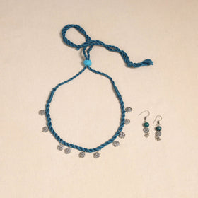 Blue - handmade german silver necklace set 02 - handcrafted