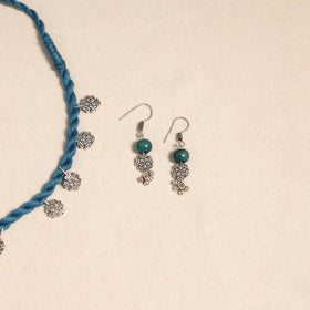 Blue - handmade german silver necklace set 02 - handcrafted