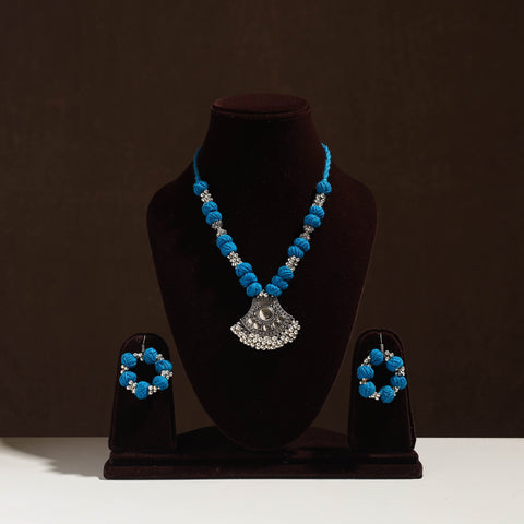 Buy Handmade German Silver Thread Beads Necklace Set