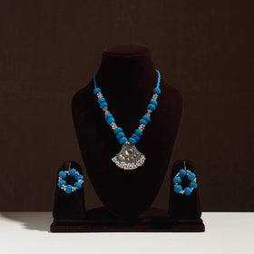 Buy Handmade German Silver Thread Beads Necklace Set