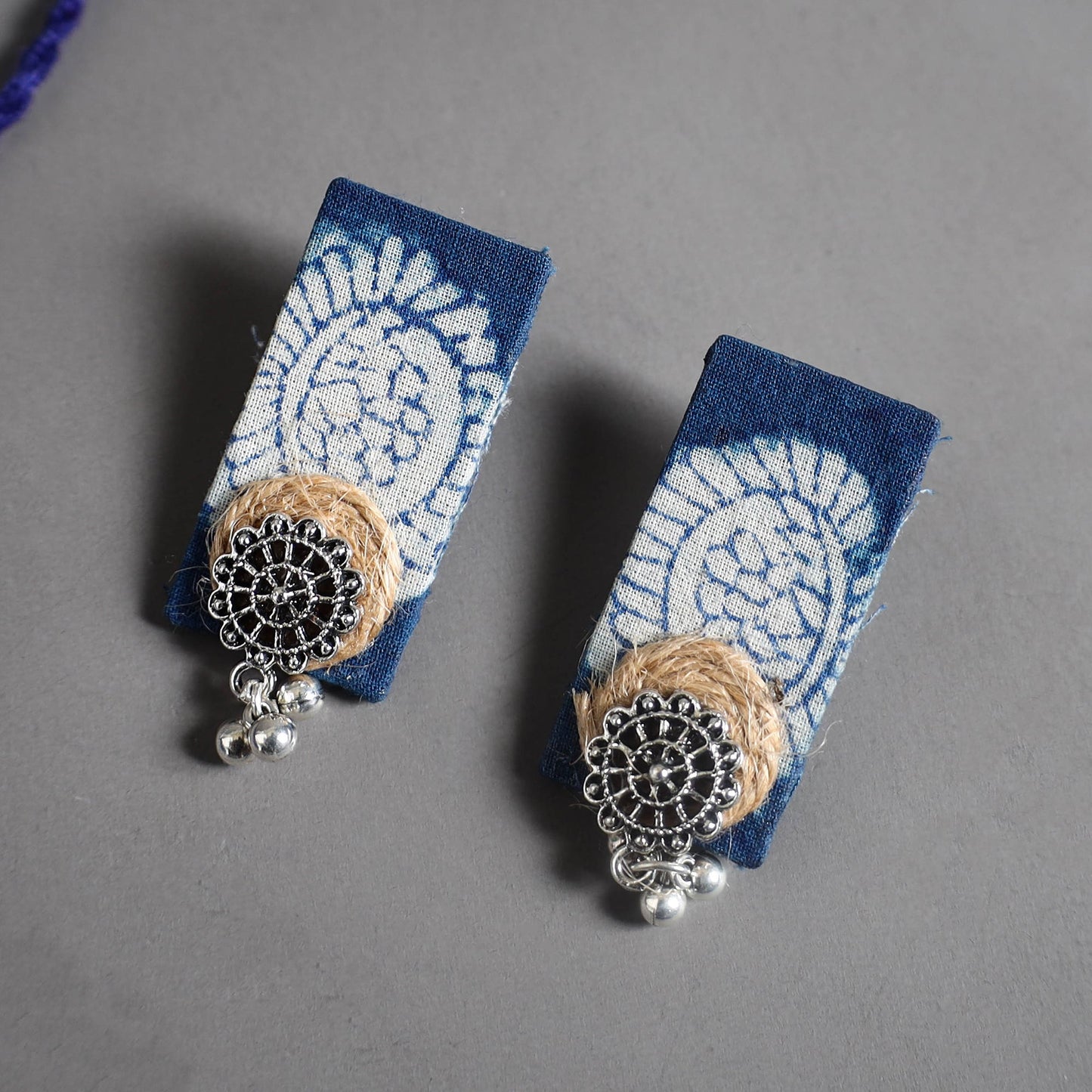  Handmade Blue GS Jute Fabart Necklace Set