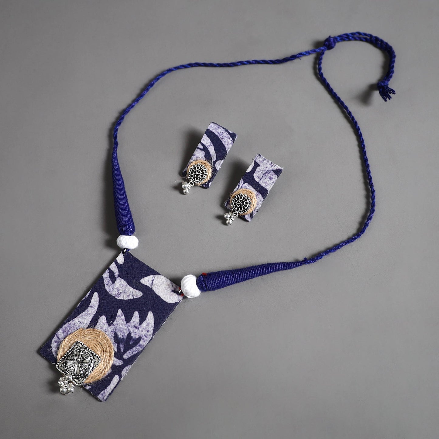 Handmade GS Jute Fabart Necklace Set 14