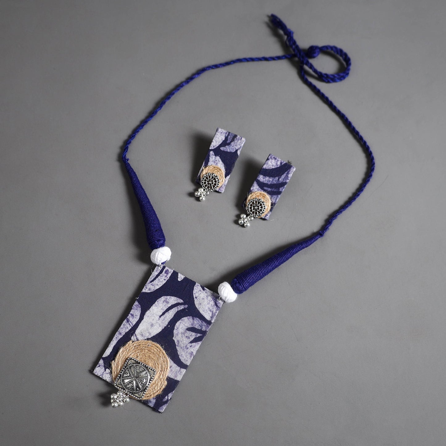 Handmade GS Jute Fabart Necklace Set 23