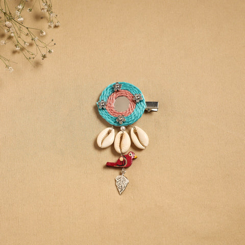 Handmade gs shell & thread work hair clip 60 - handcrafted