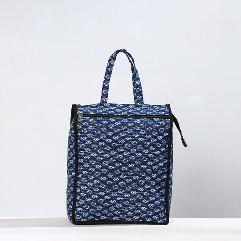 Blue Handmade Indigo Block Printed Cotton Shopping Bag 13