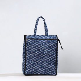 Blue Handmade Indigo Block Printed Cotton Shopping Bag 13