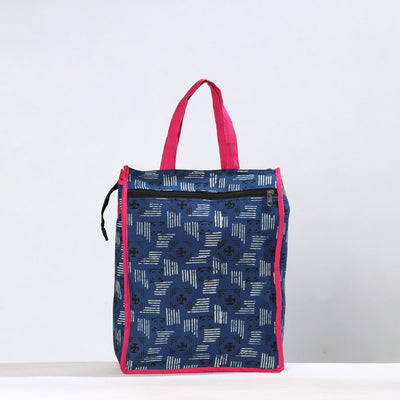 Blue Handmade Indigo Block Printed Cotton Shopping Bag 13