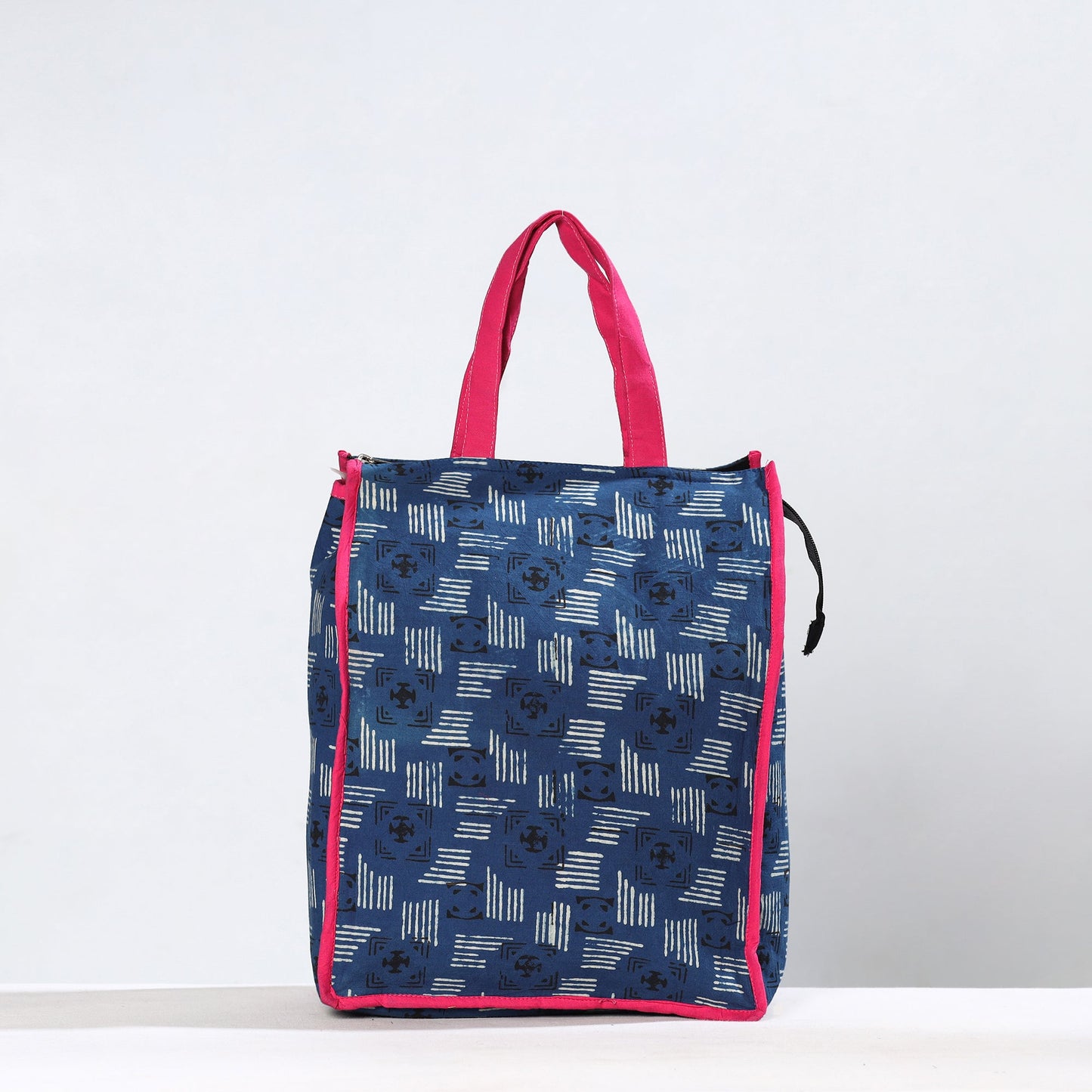 Blue Handmade Indigo Block Printed Cotton Shopping Bag 13