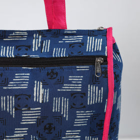 Blue Handmade Indigo Block Printed Cotton Shopping Bag 13