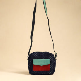 Blue - handmade jacquard sling bag 34 - handcrafted