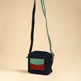Blue - handmade jacquard sling bag 34 - handcrafted