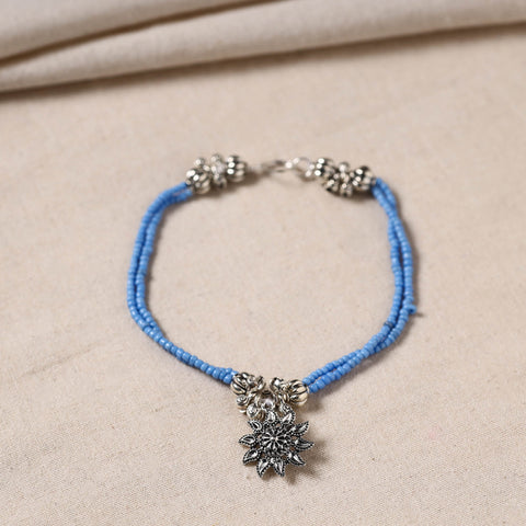 Handmade Oxidised Silver Beaded Anklet