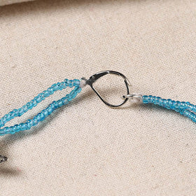 Blue - handmade oxidised silver beaded anklet 21