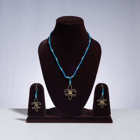  Handmade Patwa Threadwork Brass Necklace Set 