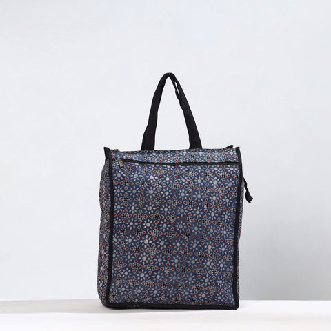 Blue Handmade Ajrakh Block Printed Cotton Shopping Bag 01