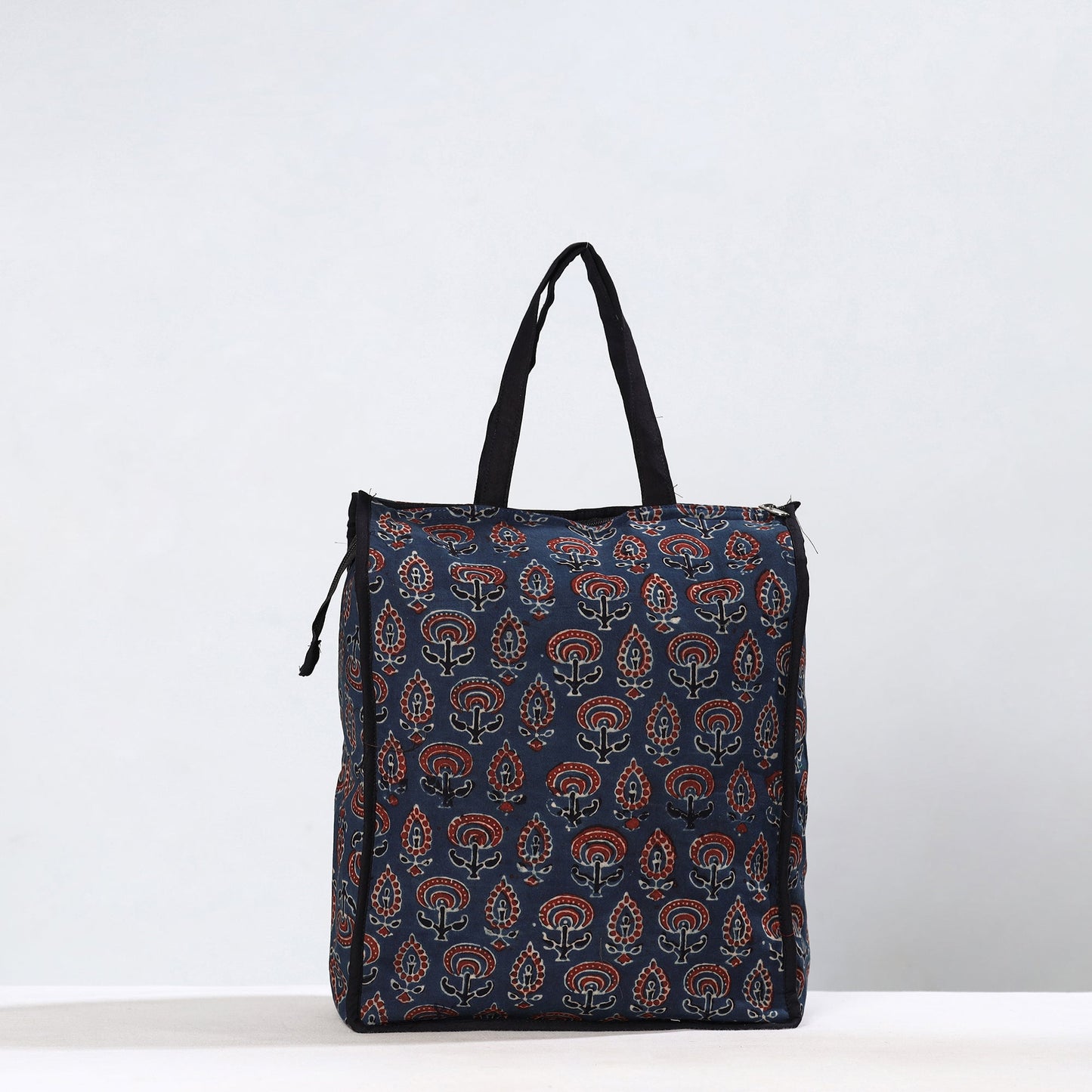 Blue Handmade Ajrakh Block Printed Cotton Shopping Bag 01