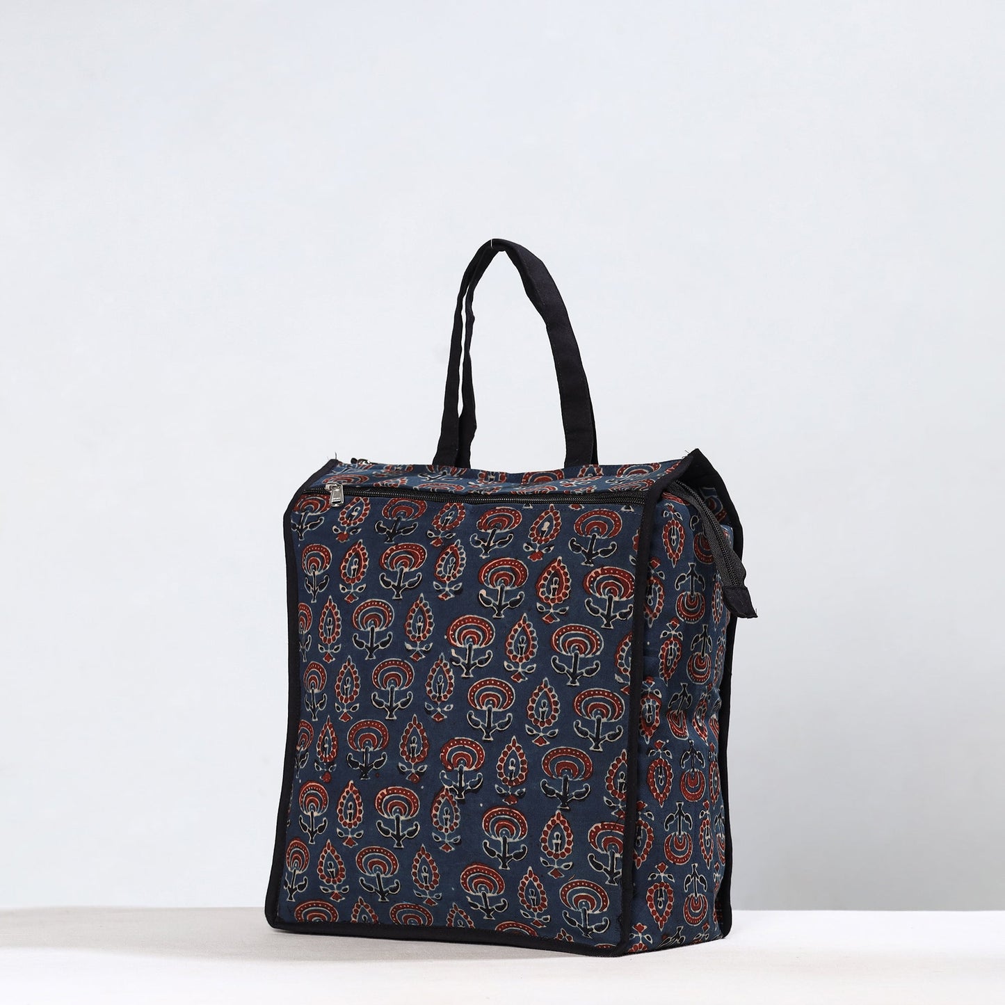 Blue Handmade Ajrakh Block Printed Cotton Shopping Bag 01