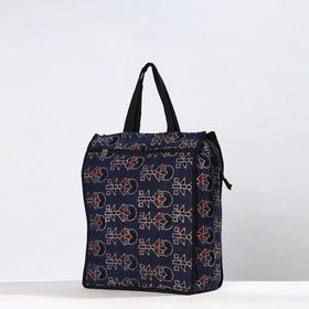 Blue Handmade Ajrakh Block Printed Cotton Shopping Bag 01