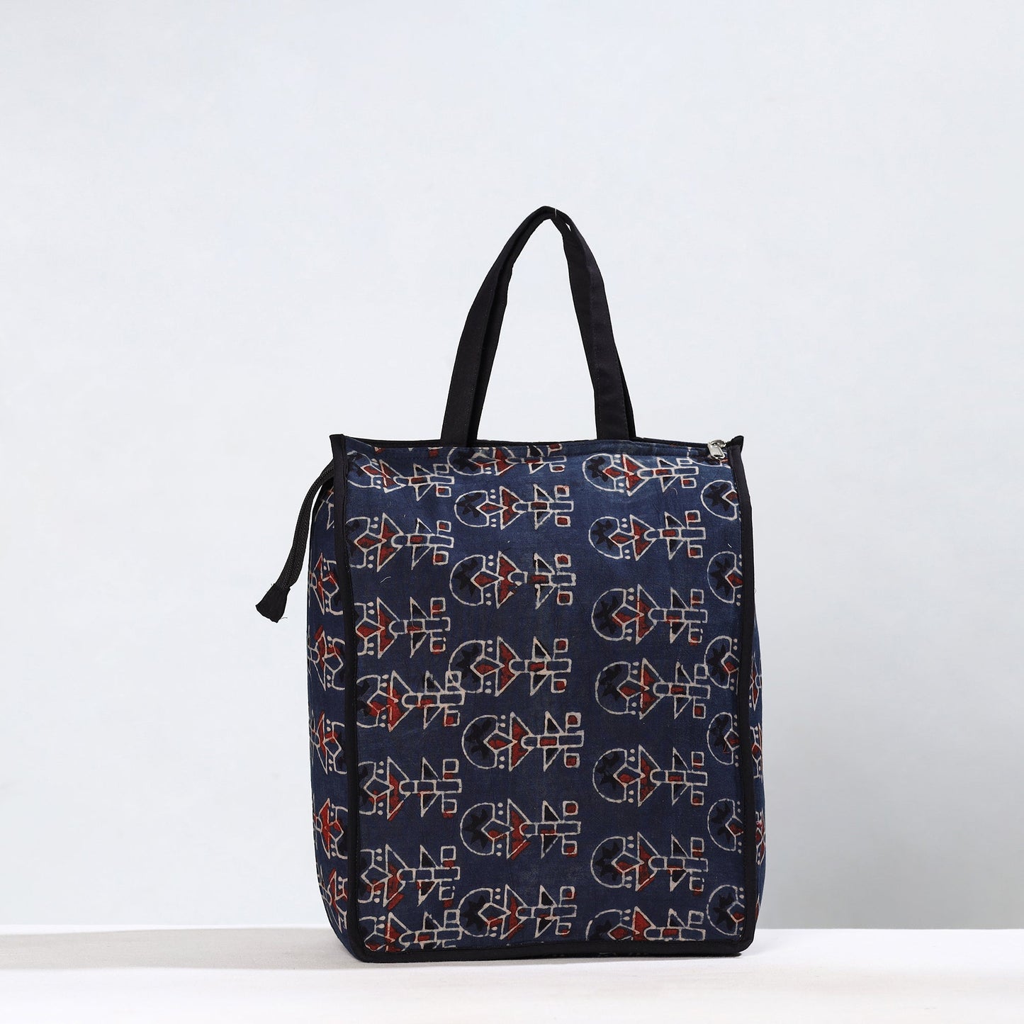 Blue Handmade Ajrakh Block Printed Cotton Shopping Bag 01