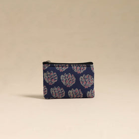  Blue Handmade Quilted Cotton Coin Pouch Online in India
