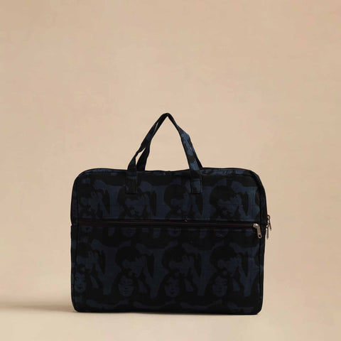  Blue Handmade Quilted Cotton Laptop Bag