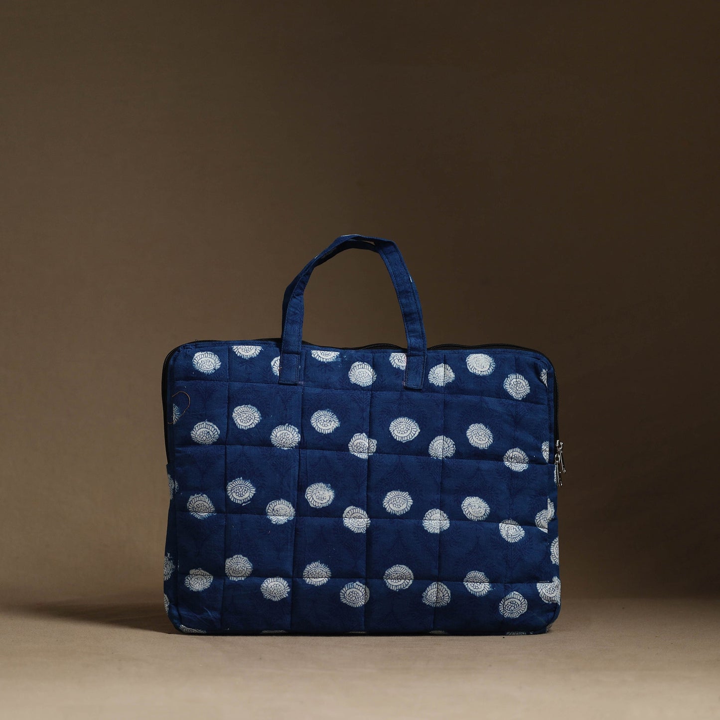  Blue Handmade Quilted Cotton Laptop Bag (13 x 16 in)