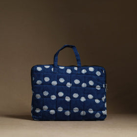  Blue Handmade Quilted Cotton Laptop Bag (13 x 16 in)