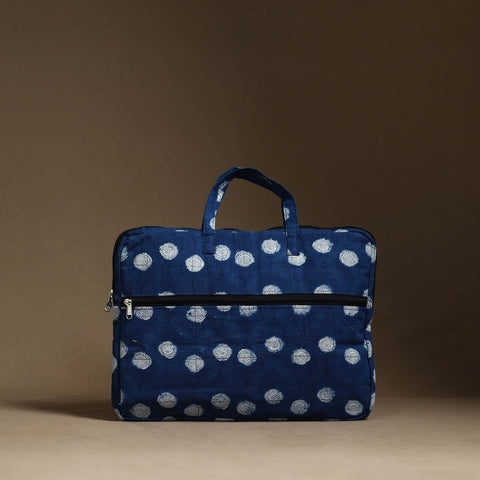  Blue Handmade Quilted Cotton Laptop Bag (13 x 16 in)
