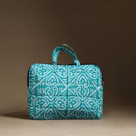  Blue Handmade Quilted Cotton Laptop Bag (13 x 16 in)