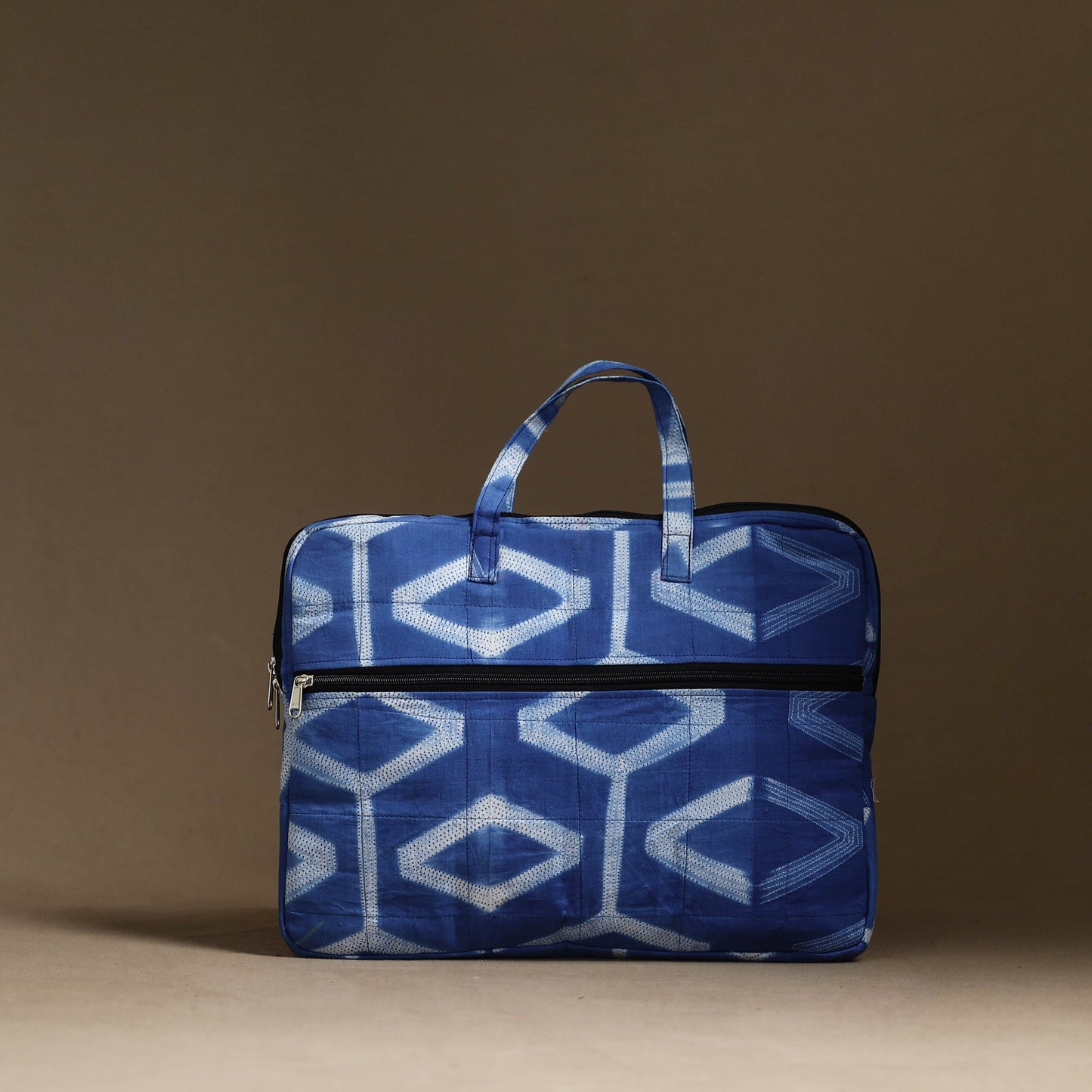  Blue Handmade Quilted Cotton Laptop Bag (13 x 16 in)