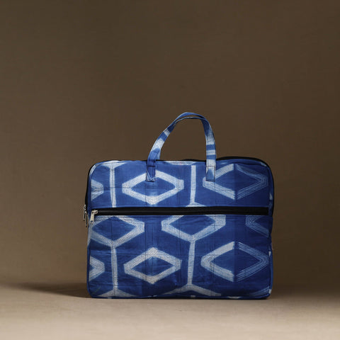  Blue Handmade Quilted Cotton Laptop Bag (13 x 16 in)