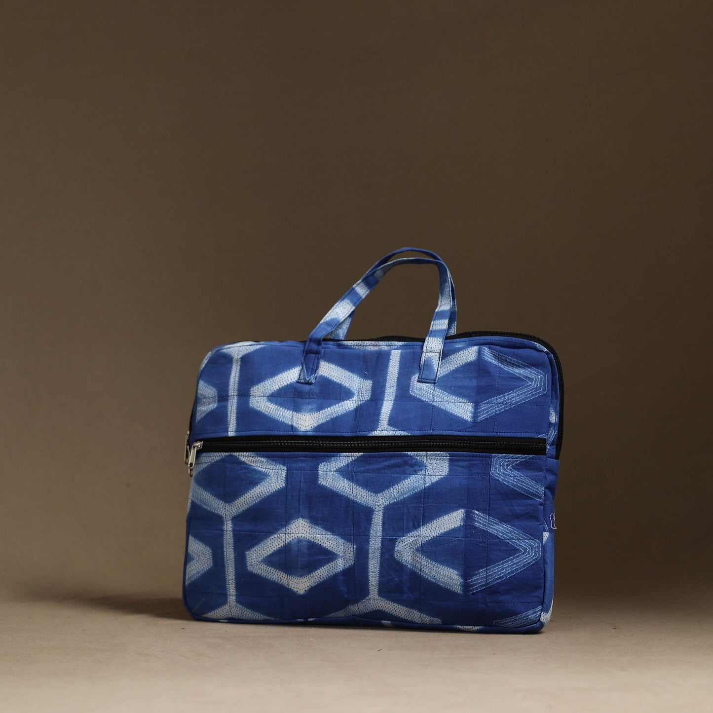  Blue Handmade Quilted Cotton Laptop Bag (13 x 16 in)