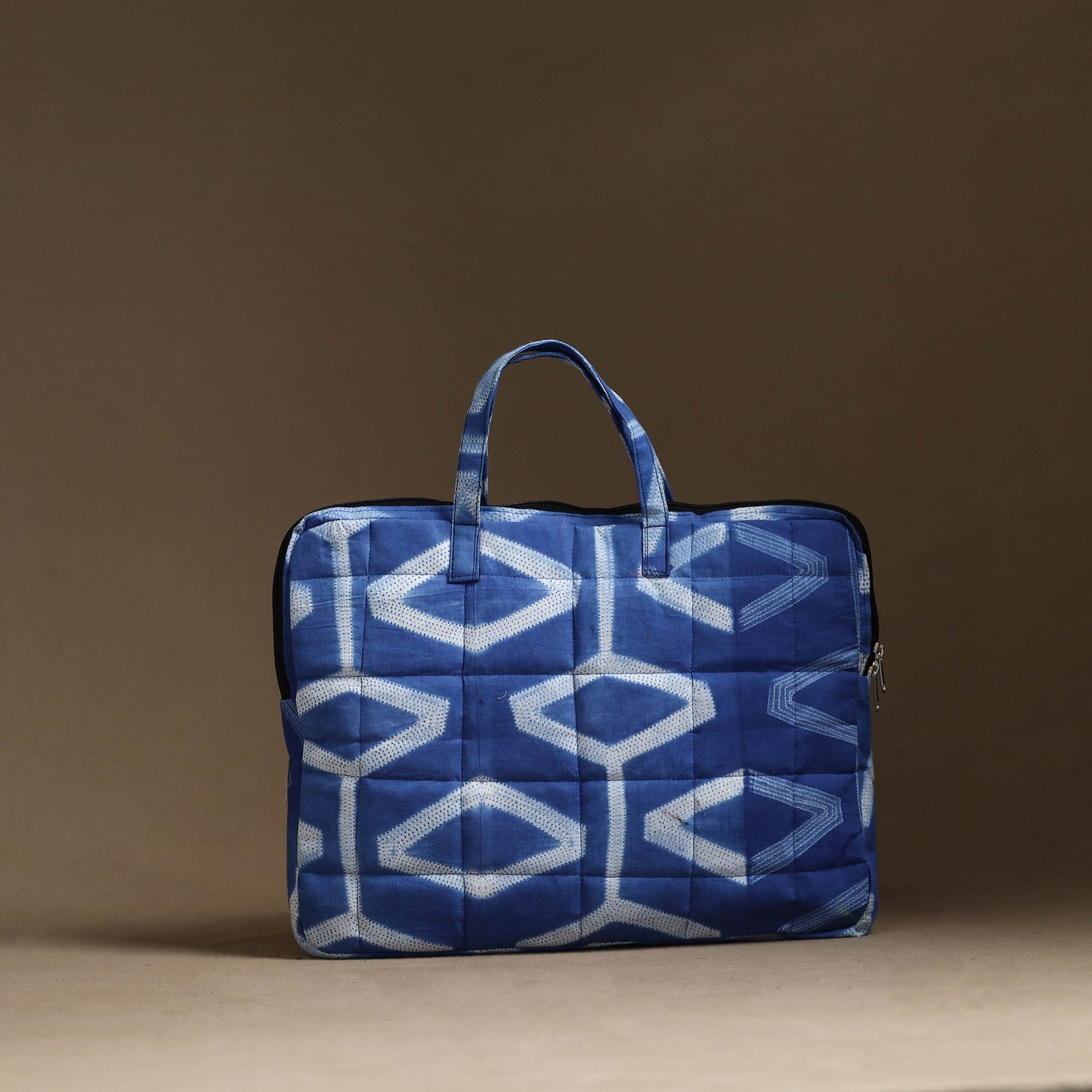  Blue Handmade Quilted Cotton Laptop Bag (13 x 16 in)