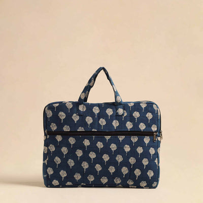  Blue Handmade Quilted Cotton Laptop Bag