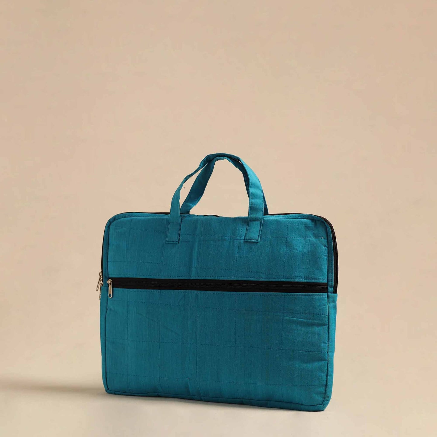 Shop Blue Handmade Quilted Cotton Laptop Bag 