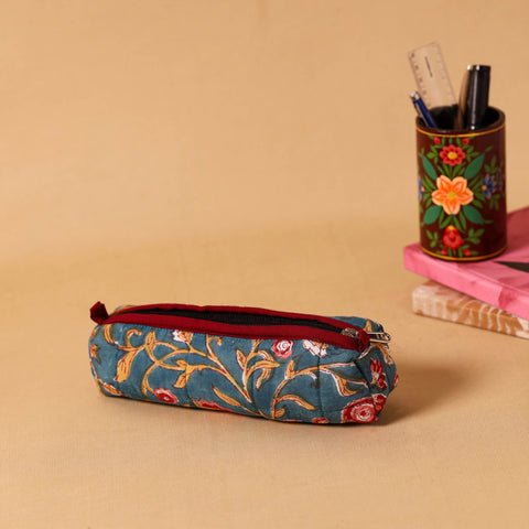  Blue Handmade Quilted Cotton Pencil Pouch