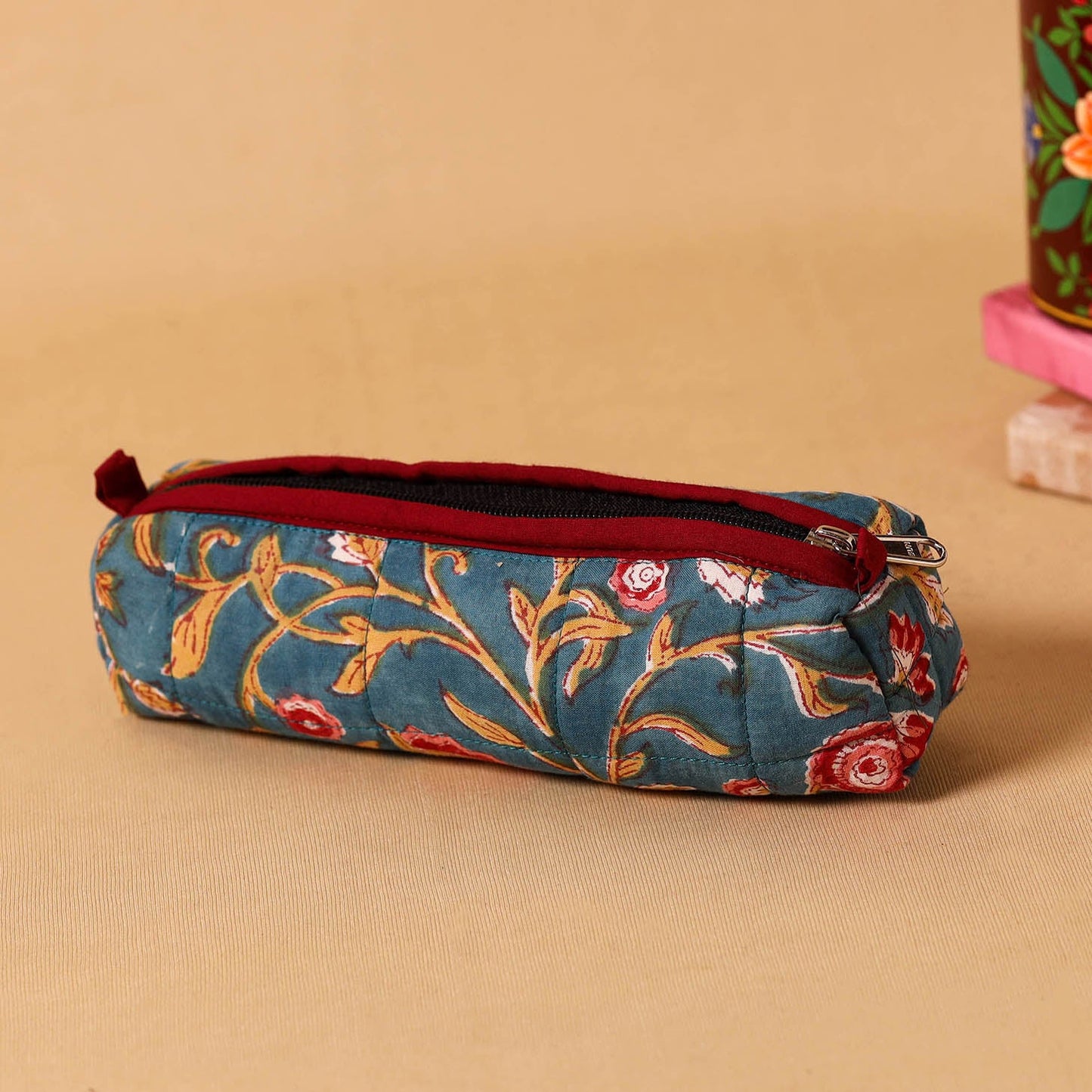  Blue Handmade Quilted Cotton Pencil Pouch