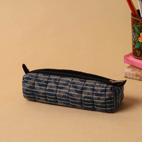 Blue Handmade Quilted Cotton Pencil Pouch