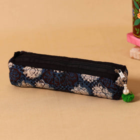 Blue Handmade Quilted Cotton Pencil Pouch