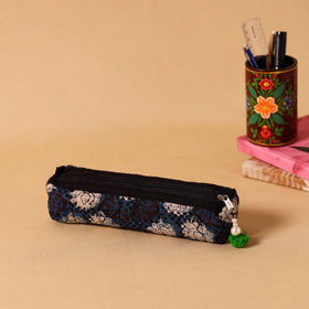 Blue Handmade Quilted Cotton Pencil Pouch