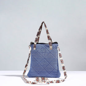 Blue Handmade Quilted Cotton Sling Bag 01
