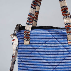 Blue Handmade Quilted Cotton Sling Bag 01
