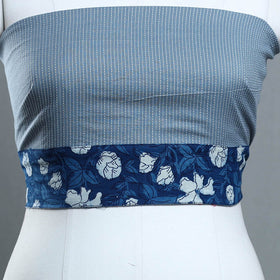 Blue - handmade running stitch plain cotton blouse piece