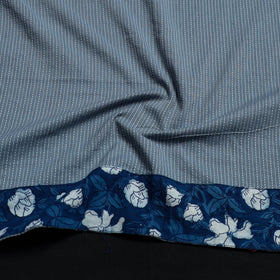 Blue - handmade running stitch plain cotton blouse piece