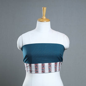 Blue - handmade running stitch plain cotton blouse piece