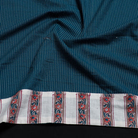 Blue - handmade running stitch plain cotton blouse piece