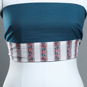 Blue - handmade running stitch plain cotton blouse piece